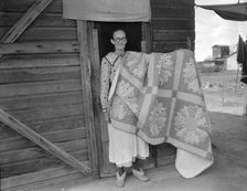 Grandmother from Oklahoma and her pieced quilt, California, Kern County, 1936. Creator: Dorothea Lange