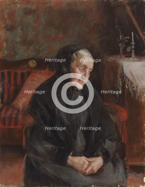 Grandmother, Portrait of Mrs. Augusta Frosterus (née Norling), 1887. Creator: Hanna Frosterus-Segerstrale.
