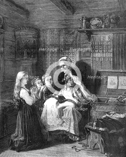 "Grandmother's Bridal Crown," by A. Tidemand - a bridal gift to the Princess of Sweden..., 1871. Creator: Unknown.