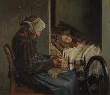 Grandmother with her grandson, 1875. Creator: Kristian Zahrtmann