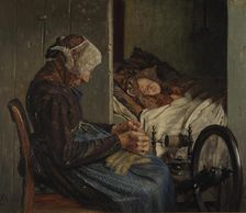 Grandmother with her grandson, 1875. Creator: Kristian Zahrtmann