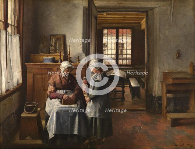 Grandmother's Feast, 1873. Creator: Henri Jean Augustin de Braekeleer.
