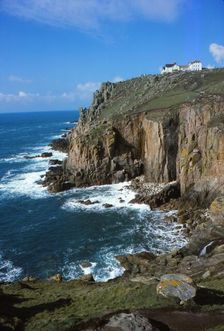 Granite Cliffs below Lands End mine, Cornwall, England, 20th century. Artist: CM Dixon