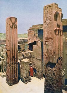 Granite pillars with lotus and papyrus decoration, Temple of Amun-Re, Karnak, Egypt, 20th century