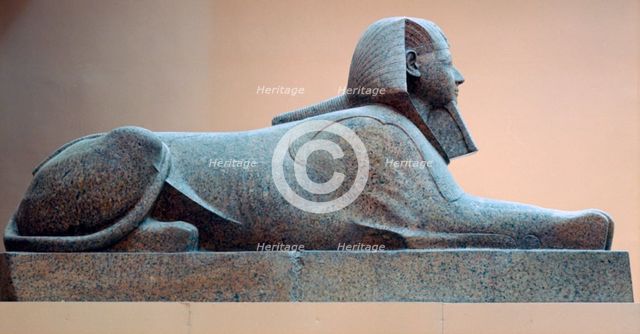 Granite sphinx of Hatshepsut, reign of Hatshepsut, Egyptian, 18th Dynasty. Artist: Unknown