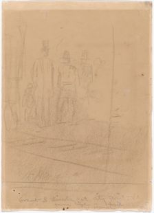 Grant and Lincoln at City Point, Virginia [recto], 1865. Creator: Winslow Homer