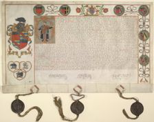 Grant of arms to Sir Nicholas Bacon, 1569. Creator: Unknown