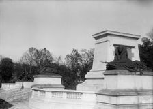 Grant Memorial at Capitol - Lions Around Pedestal For Grant Statue, 1917. Creator: Harris & Ewing