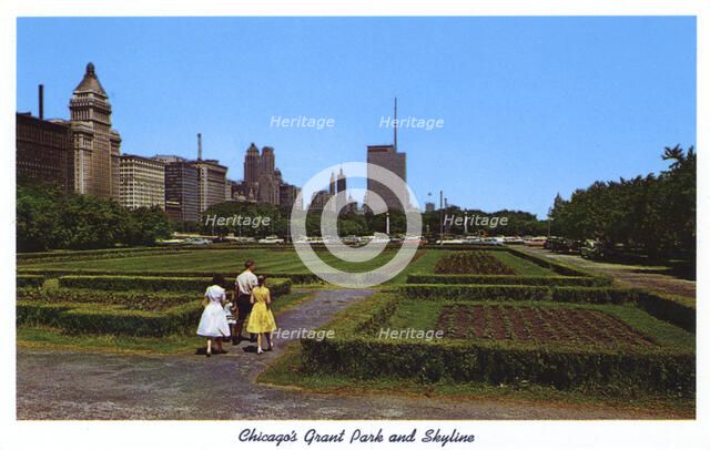 Grant Park and city skyline, Chicago, Illinois, USA, 1959. Artist: Unknown
