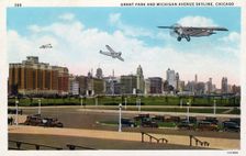 Grant Park and Michigan Avenue skyline, Chicago, Illinois, USA, 1928