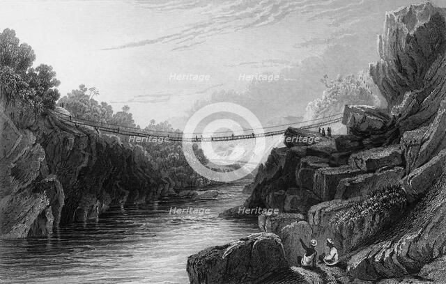 'Grass Rope Bridge at Teree, - Gurwall', 1834. Creator: David Cox.