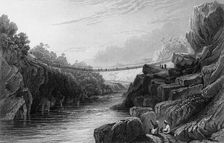 Grass Rope Bridge at Teree, - Gurwall 1834. Creator: David Cox