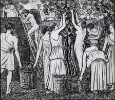 Grape harvest, compositional study for an illustration to Daphnis and Chloë c1895. Artist: Camille Pissarro