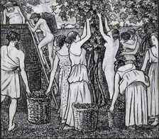 Grape harvest, compositional study for an illustration to Daphnis and Chloë c1895. Artist: Camille Pissarro