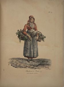 Grape seller. From the Series "Cris de Paris" (The Cries of Paris), 1815. Creator: Vernet, Carle (1758-1836)