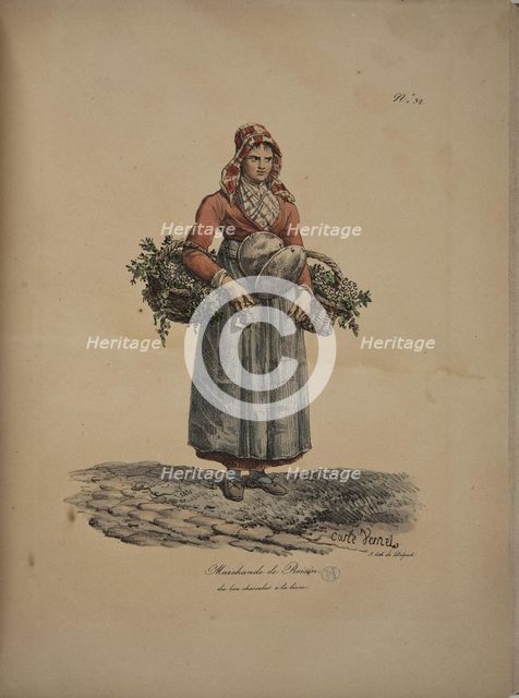 Grape seller. From the Series "Cris de Paris" (The Cries of Paris), 1815. Creator: Vernet, Carle (1758-1836).