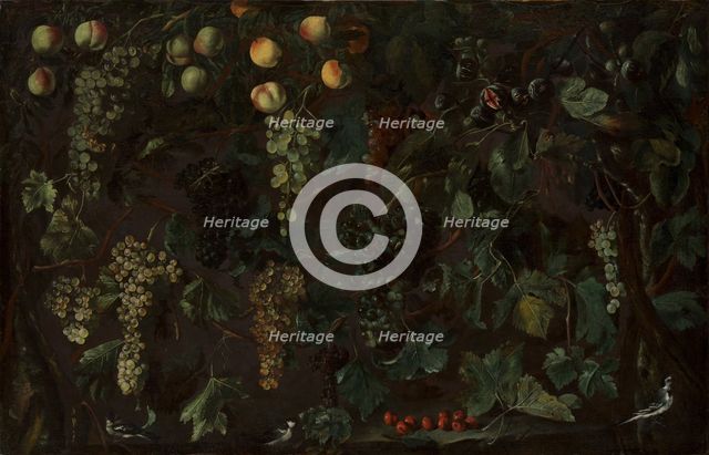 Grape Vines and Fruit, with Three Wagtails, ca. 1615-18. Creator: Bartolomeo Cavarozzi.