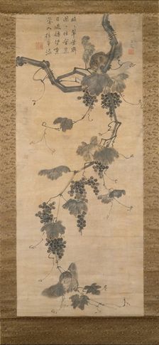 Grapevine and Squirrels, early 19th century. Creator: Unknown