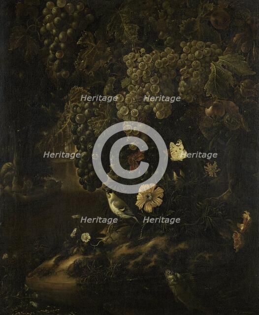 Grapes, Flowers and Animals, 1665-1719. Creator: Isac Vromans.