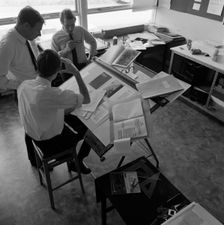 Graphic designers at work, Mexborough, South Yorkshire, 1968. Creator: Michael Walters