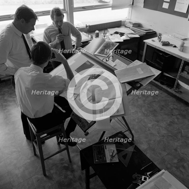 Graphic designers at work, Mexborough, South Yorkshire, 1968.  Creator: Michael Walters.