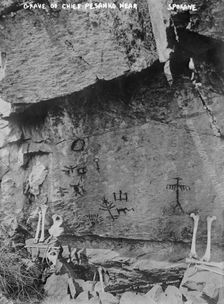 Grave of Chief Pesanko near Spokane, Wn., between 1910 and 1915. Creator: Bain News Service