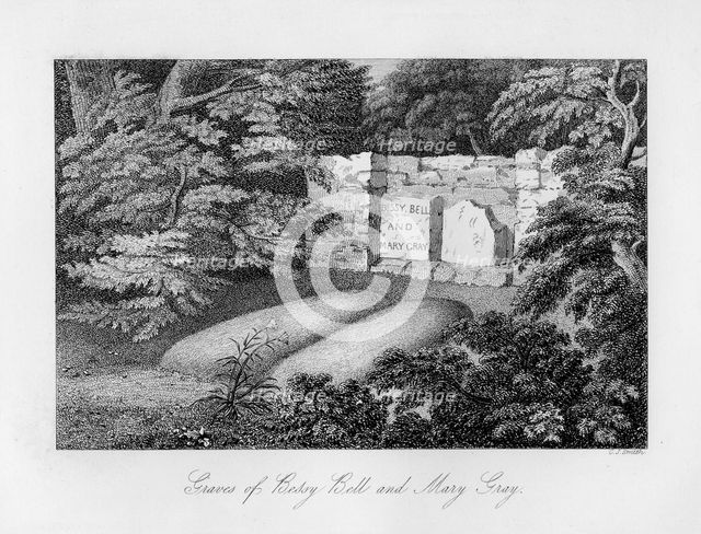 Grave of Bessy Bell and Mary Gray, near Perth, 1840.Artist: C J Smith
