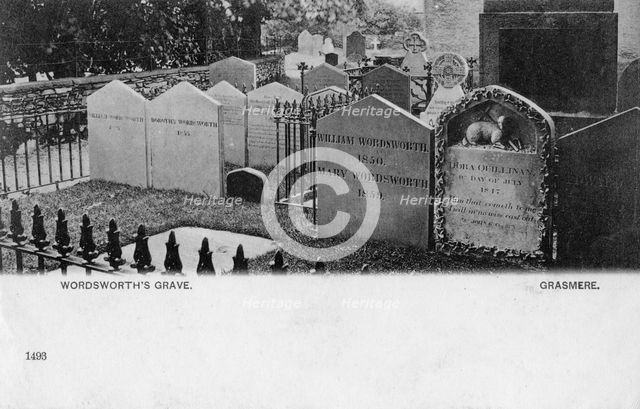 Grave of the poet William Wordsworth, Grasmere, Westmorland, 20th century. Artist: Unknown
