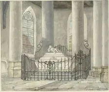 Grave monument of Catharina Alida van der Dussen, in a church in Culemborg, 1843. Creator: Gerrit Lamberts