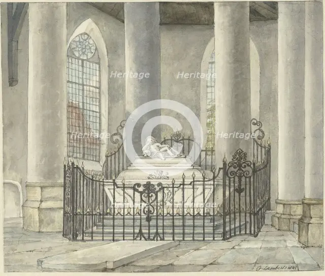 Grave monument of Catharina Alida van der Dussen, in a church in Culemborg, 1843. Creator: Gerrit Lamberts.