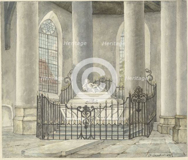 Grave monument of Catharina Alida van der Dussen, in a church in Culemborg, 1843. Creator: Gerrit Lamberts.