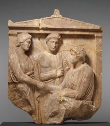 Grave Naiskos of Theogenis with her Mother, Nikomache, and her Brother Nikodemos, about 360 BC. Creator: Unknown
