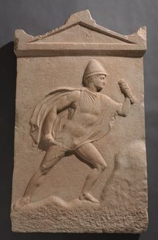 Grave Stele of a Warrior, c. 390 BC. Creator: Unknown