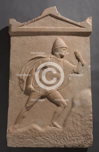 Grave Stele of a Warrior, c. 390 BC. Creator: Unknown.
