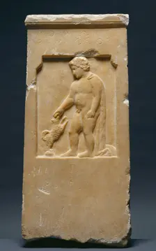 Grave Stele of Moschion with his Dog, about 375 BC. Creator: Unknown