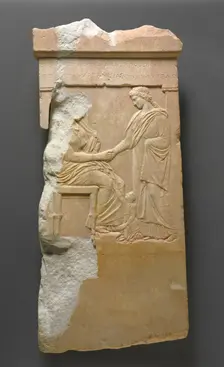 Grave Stele of Mynnia, about 370 BC. Creator: Unknown