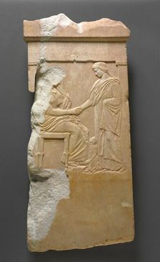 Grave Stele of Mynnia, about 370 BC. Creator: Unknown