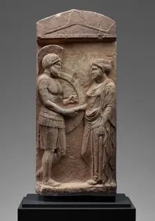 Grave Stele of Philoxenos with his Wife, Philoumene, about 400 BC. Creator: Unknown