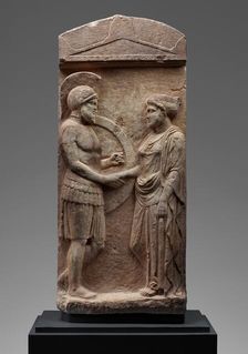 Grave Stele of Philoxenos with his Wife, Philoumene, about 400 BC. Creator: Unknown