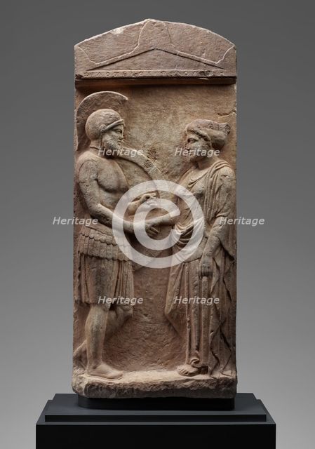 Grave Stele of Philoxenos with his Wife, Philoumene, about 400 BC. Creator: Unknown.