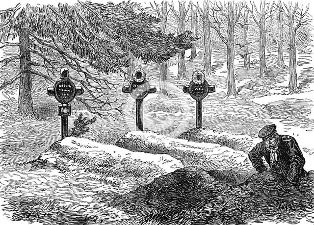 Graves of Prussian riflemen, park of St. Cloud, 1871. Creator: Unknown.