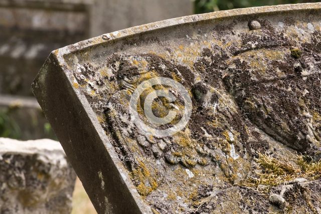 Gravestone in the churchyard of St John the Baptist's Church, Elmore, Gloucestershire, 2018. Creator: Steven Baker.