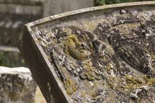 Gravestone in the churchyard of St John the Baptist's Church, Elmore, Gloucestershire, 2018. Creator: Steven Baker