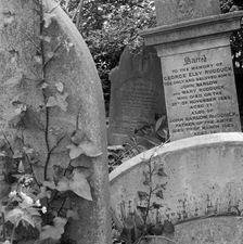 Gravestones, Highgate Cemetery, Hampstead, London, 1987. Artist: John Gay