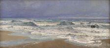 Gray weather day at the North Sea with surf, 1890. Creator: Thorvald Niss