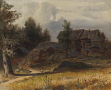 Gray log building in the landscape. Creator: Johan Knutson