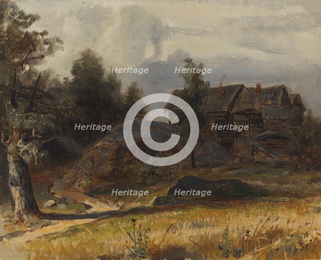 Gray log building in the landscape. Creator: Johan Knutson.