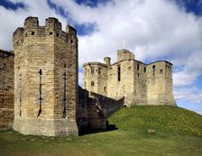 Gray Mare's Tail tower and the keep, Warkworth Castle, Northumberland, 1994. Artist: J Bailey
