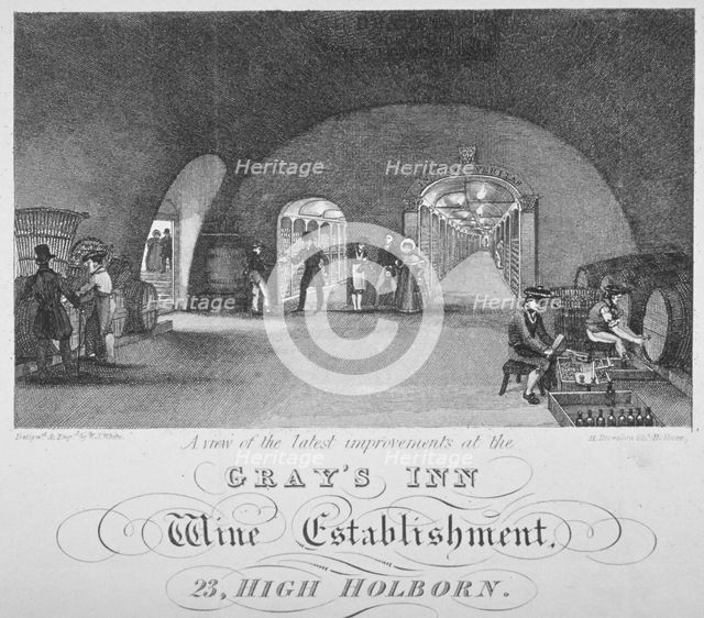 Gray's Inn Wine Establishment, High Holborn, London, 1840.                                           Artist: William Johnstone White