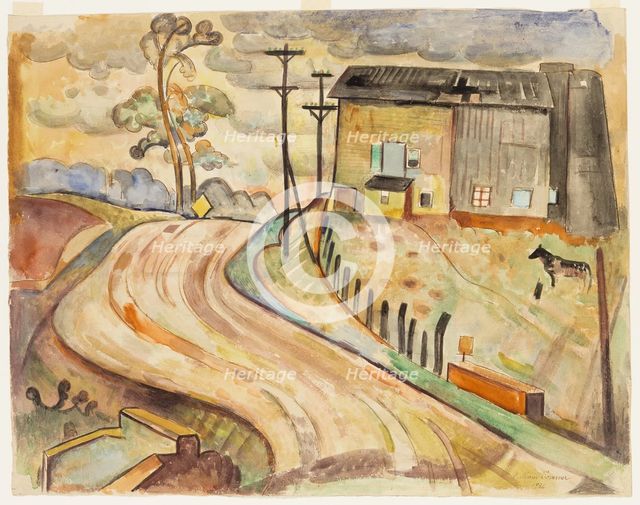 Gray Silos, 1936. Creator: William Sommer.